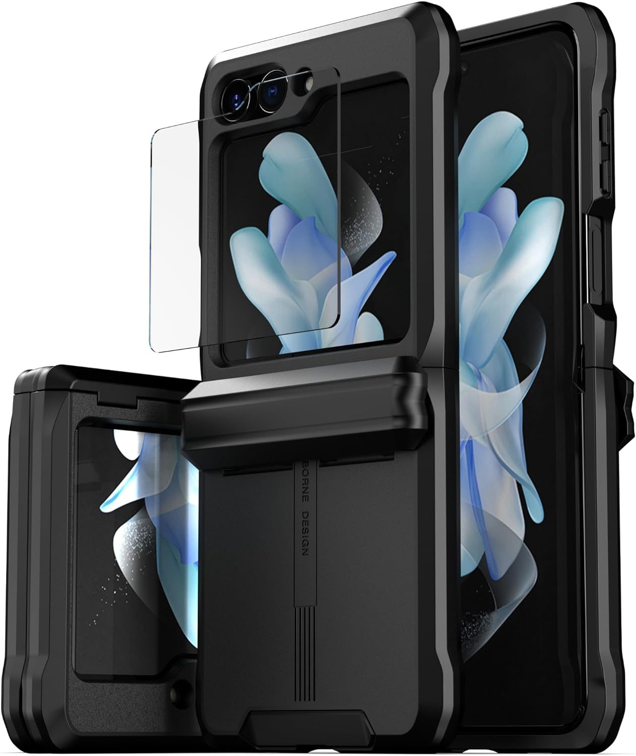 Galaxy Z Flip 5 Case,cute Bear Vertical Pattern Hinge Protection