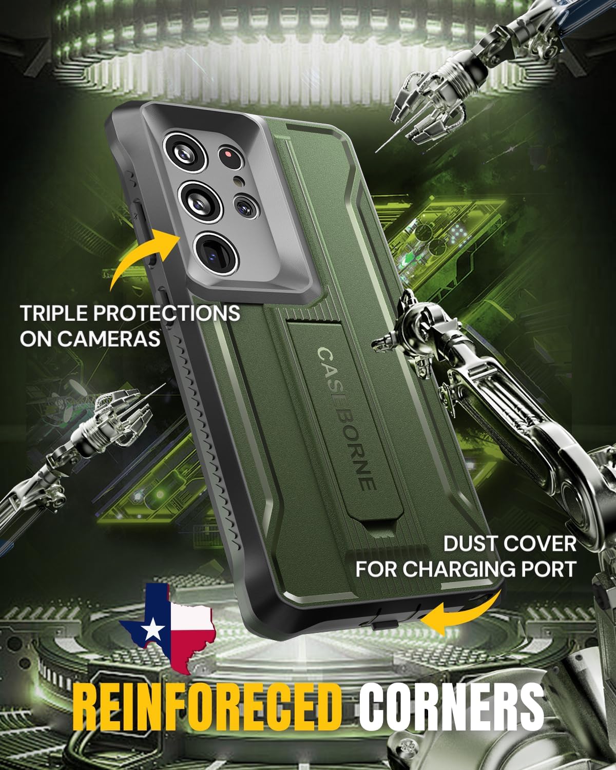 Galaxy S24 Ultra Case - Extremely Rugged with Kickstand - 21 Feet Drop Protection