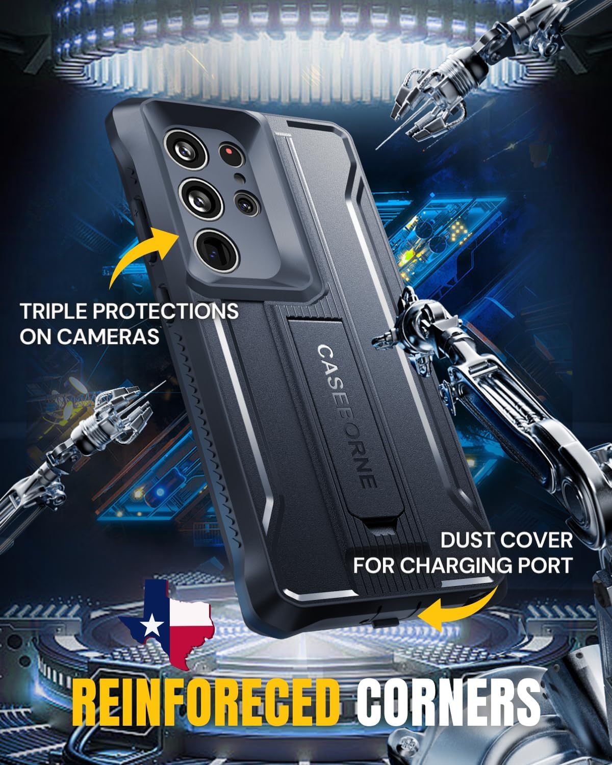 Galaxy S24 Ultra Case - Extremely Rugged with Kickstand - 21 Feet Drop