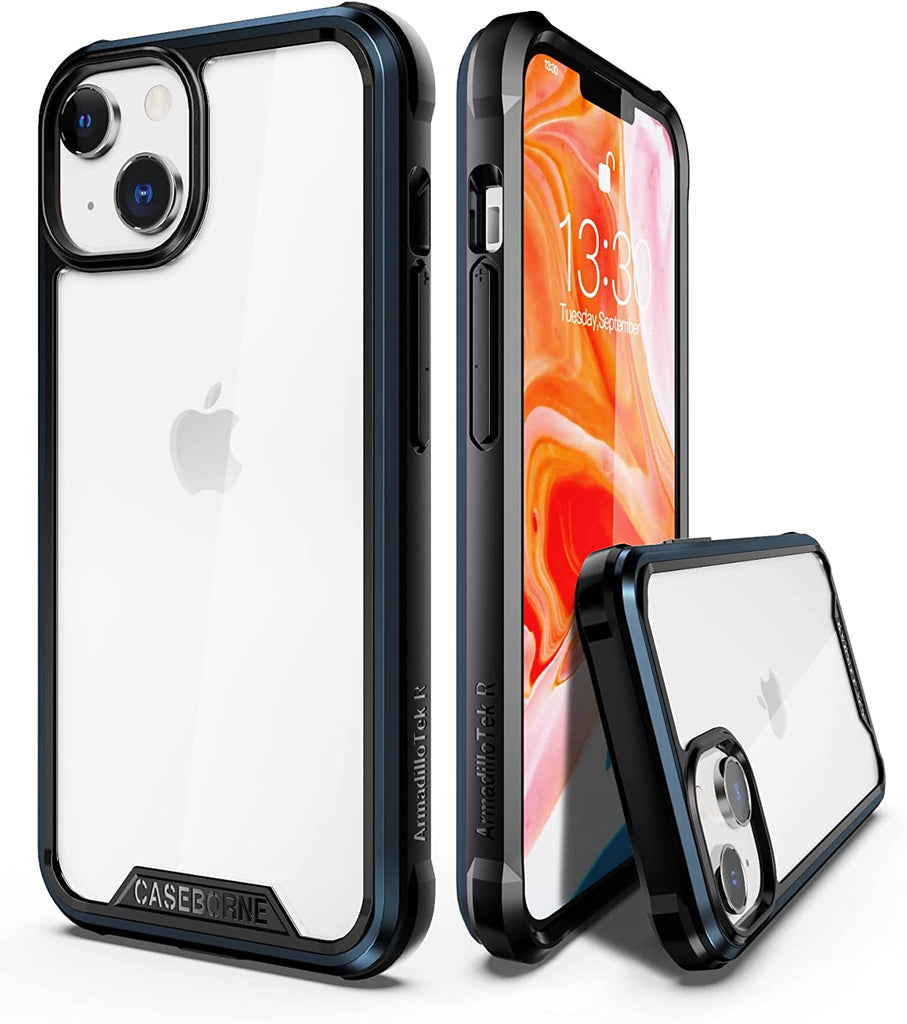 iPhone 14 / iPhone 13 Case - Aluminum Frame - Clear Back - 12 Feet Drop Protection - caseborne