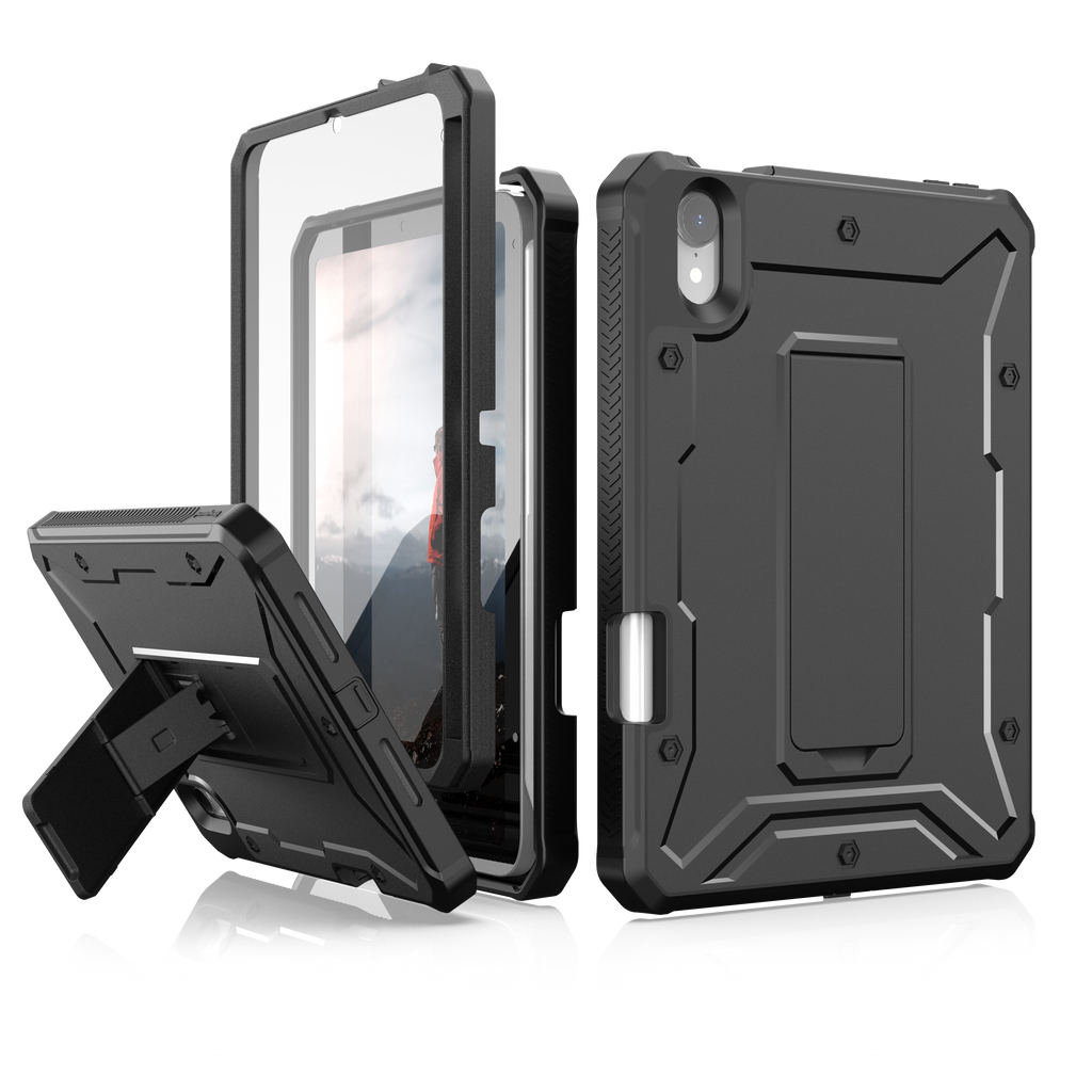 iPad Mini 6th Gen Case - Military Grade - Built-in Kickstand and Screen Protector - caseborne