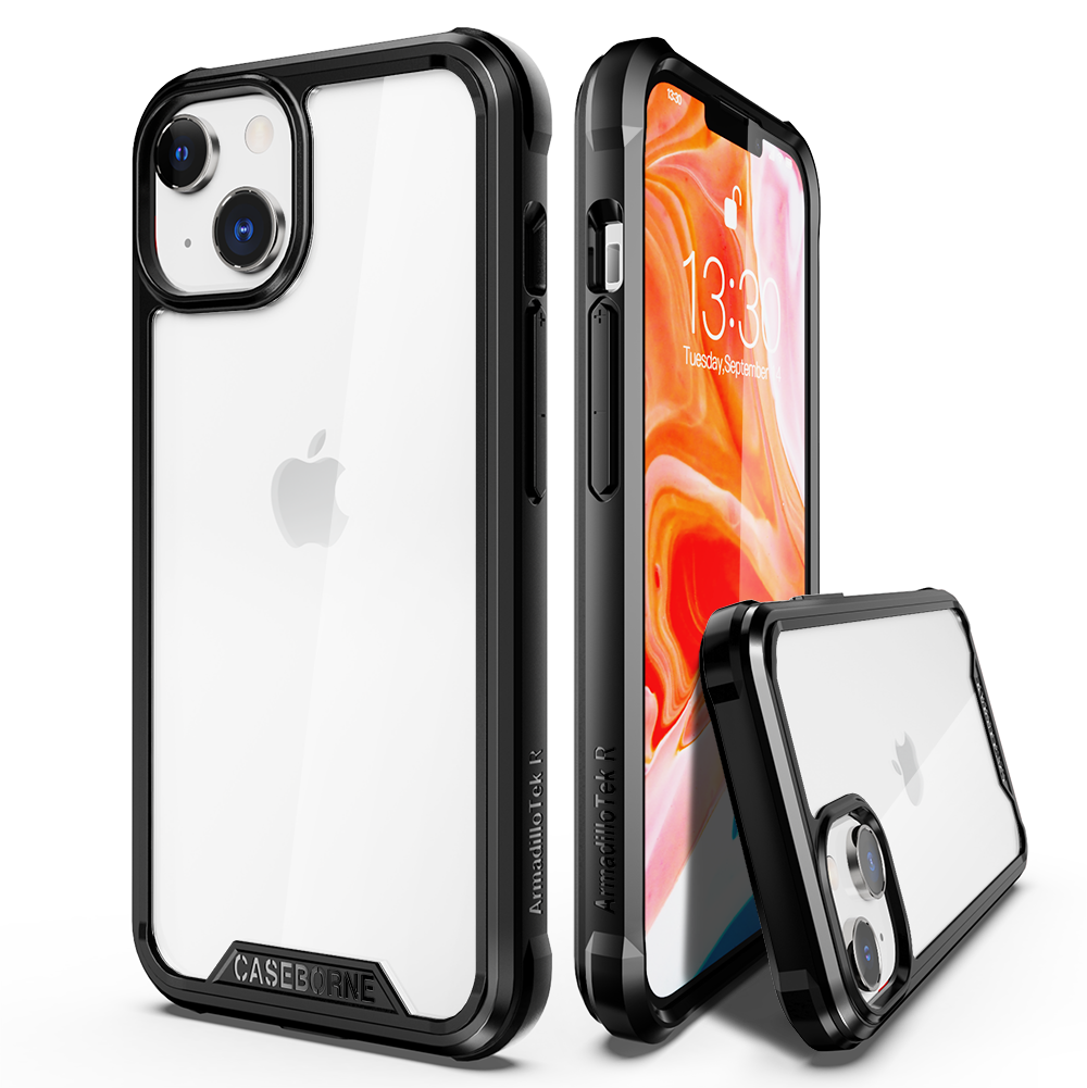 iPhone 14 / iPhone 13 Case - Aluminum Frame - Clear Back - 12 Feet Drop Protection - caseborne